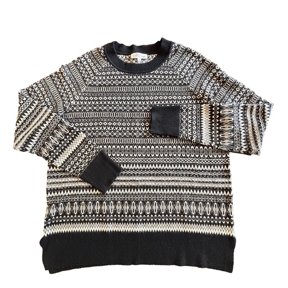 Northern Reflections super soft crew neck sweater black and white pattern size M - Picture 1 of 16